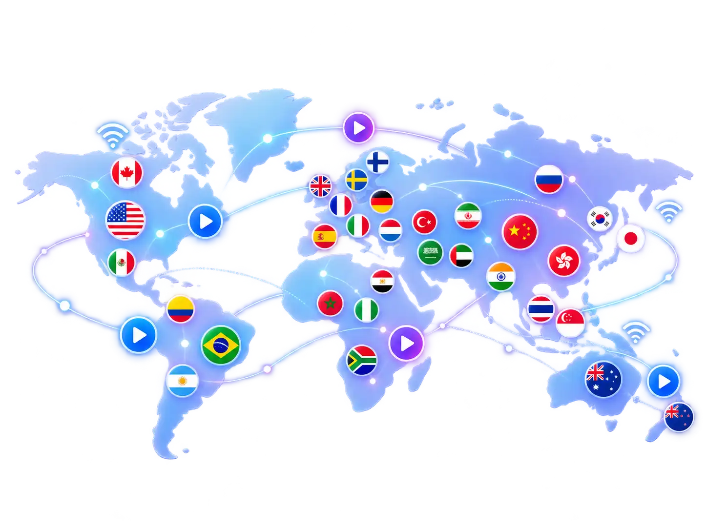 Shoroc IPTV Channels World Map Coverage across United States and International Locations