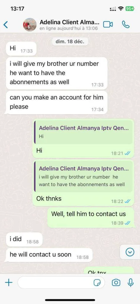 WhatsApp client feedback praising responsive customer care